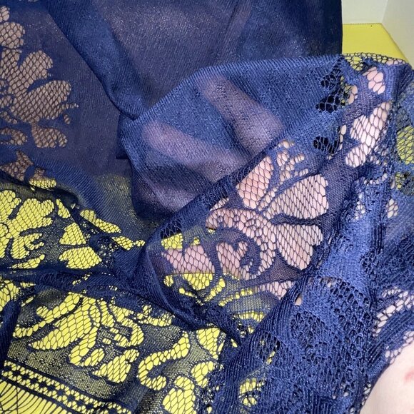 Women's Elegant Floral Lace Shawl Scarf Blue Fringe Clothing Accessory Formal - Picture 11 of 14